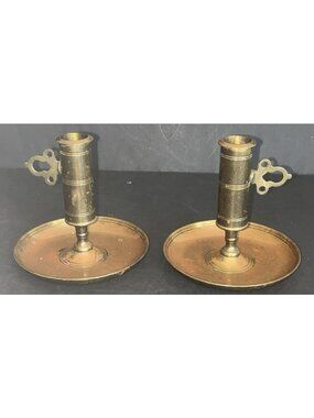 2 VTG Skultuna 1607 #68 Brass Candlestick Candle Holder Sweden Crown Adjustable